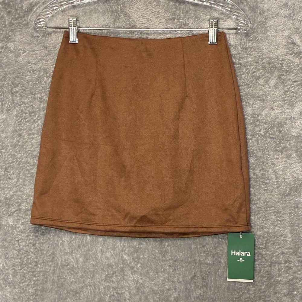 Halara Womens High Waisted 2 in 1 Bodycon Mini Faux Suede Casual Skirt Small NWT